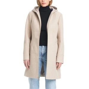 NWT Vince Camuto Ladies' Hooded Full-Zip Jacket, Tan (Oatmeal)